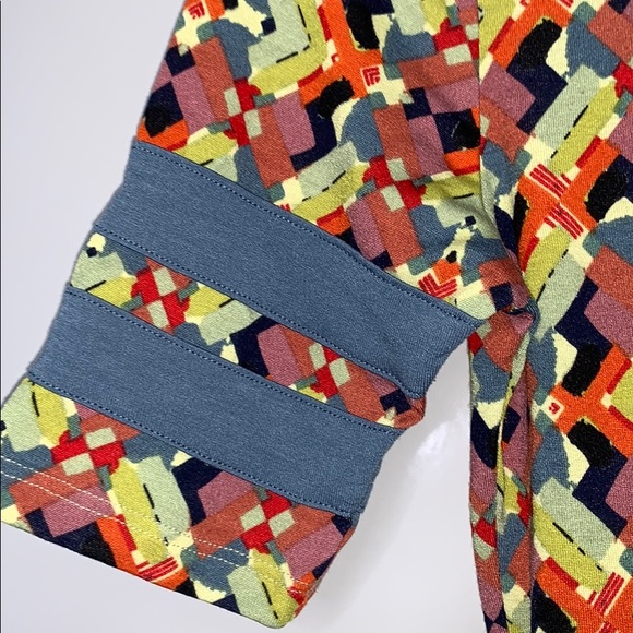 LULAROE Geometric Multi Teal Green Easy T-Shirt Dress Size XXS - Picture 6 of 7